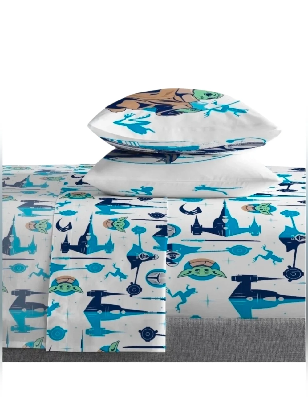 Star Wars Mandalorian Grogu 4 Piece Microfiber Full Sheet Set Bedding Set - New